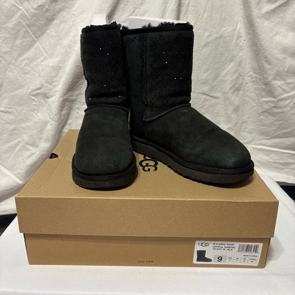 UGG Shoes - UGG Women's Classic Short Crystal Diamond boots in black suede